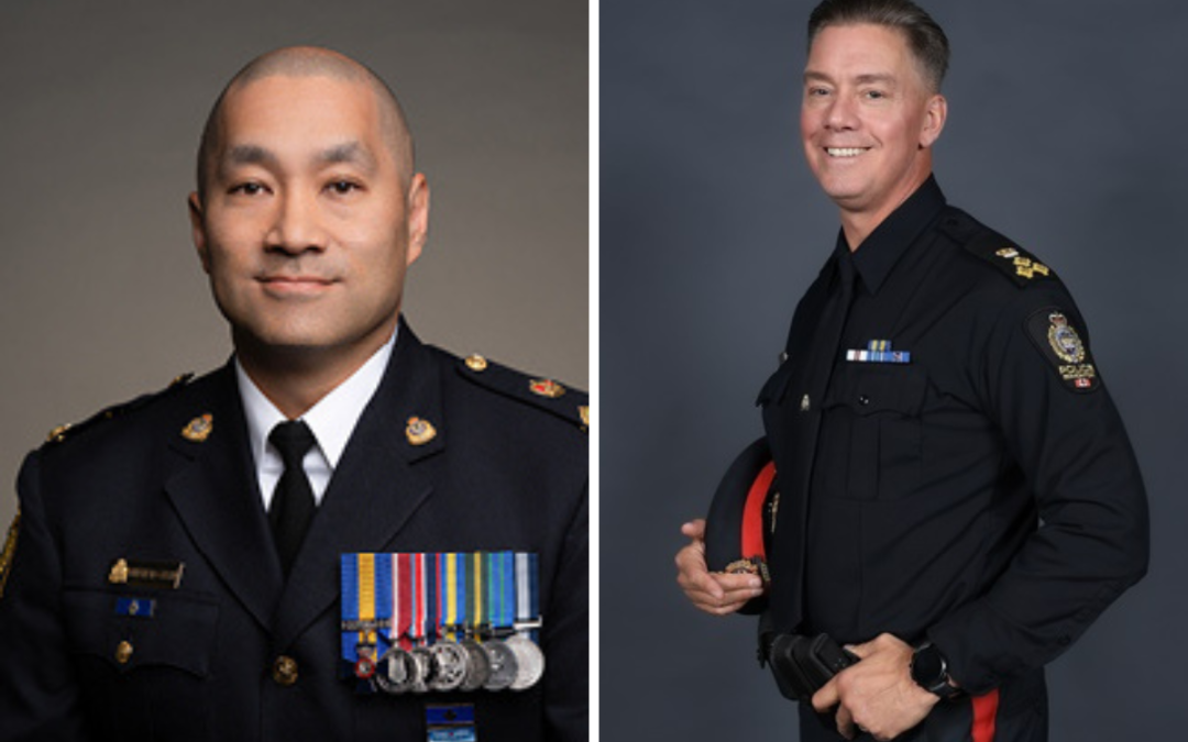 Headshots of Chief Warren Driechel, Edmonton Police Service, and Deputy Chief Constable Andrew Chan, Vancouver Police Department.