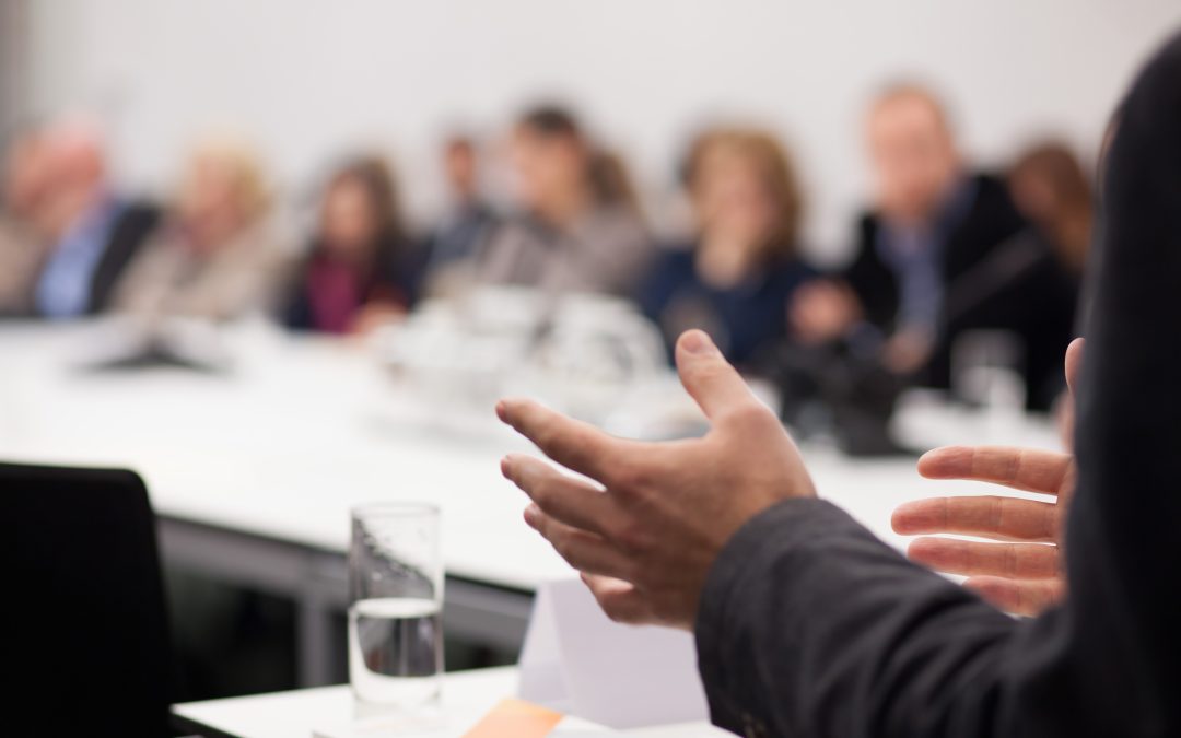 Man having presentation at seminar